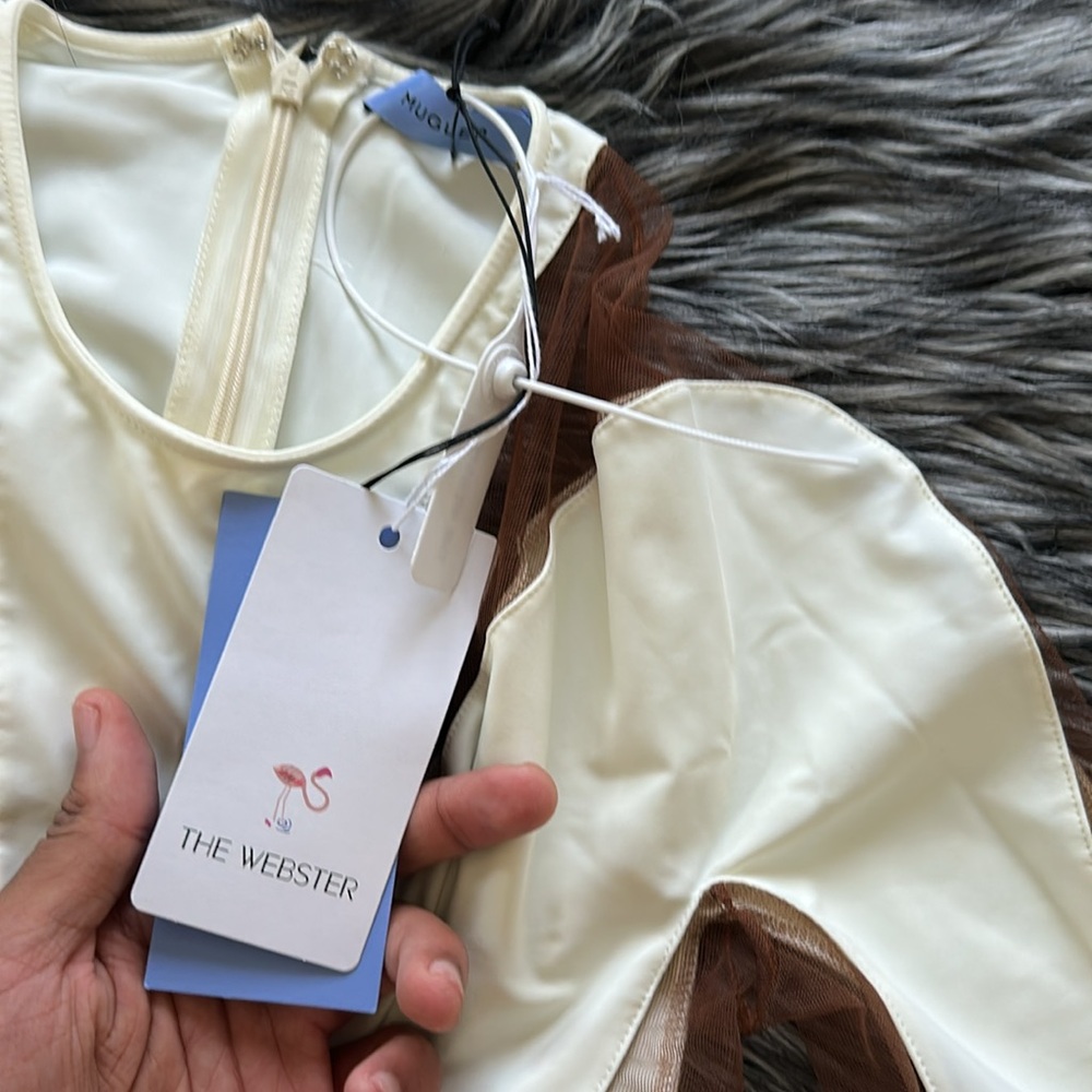 Mugler Cream Long Sleeve Bodycon Dress for Night Out - Picture 5 of 5